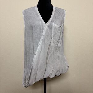 Young Fabulous & Broke Top women small sheer lightweight faux wrap button down